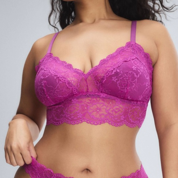 Savage X Fenty Soft & Savage Lace Bralette. Purple Fleur. 1x